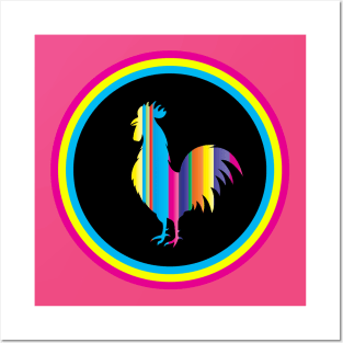 Rainbow Rooster Posters and Art